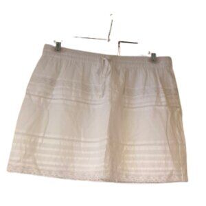 Loft White Lined Mini Skirt with Drawstring/Elastic Waist - Medium